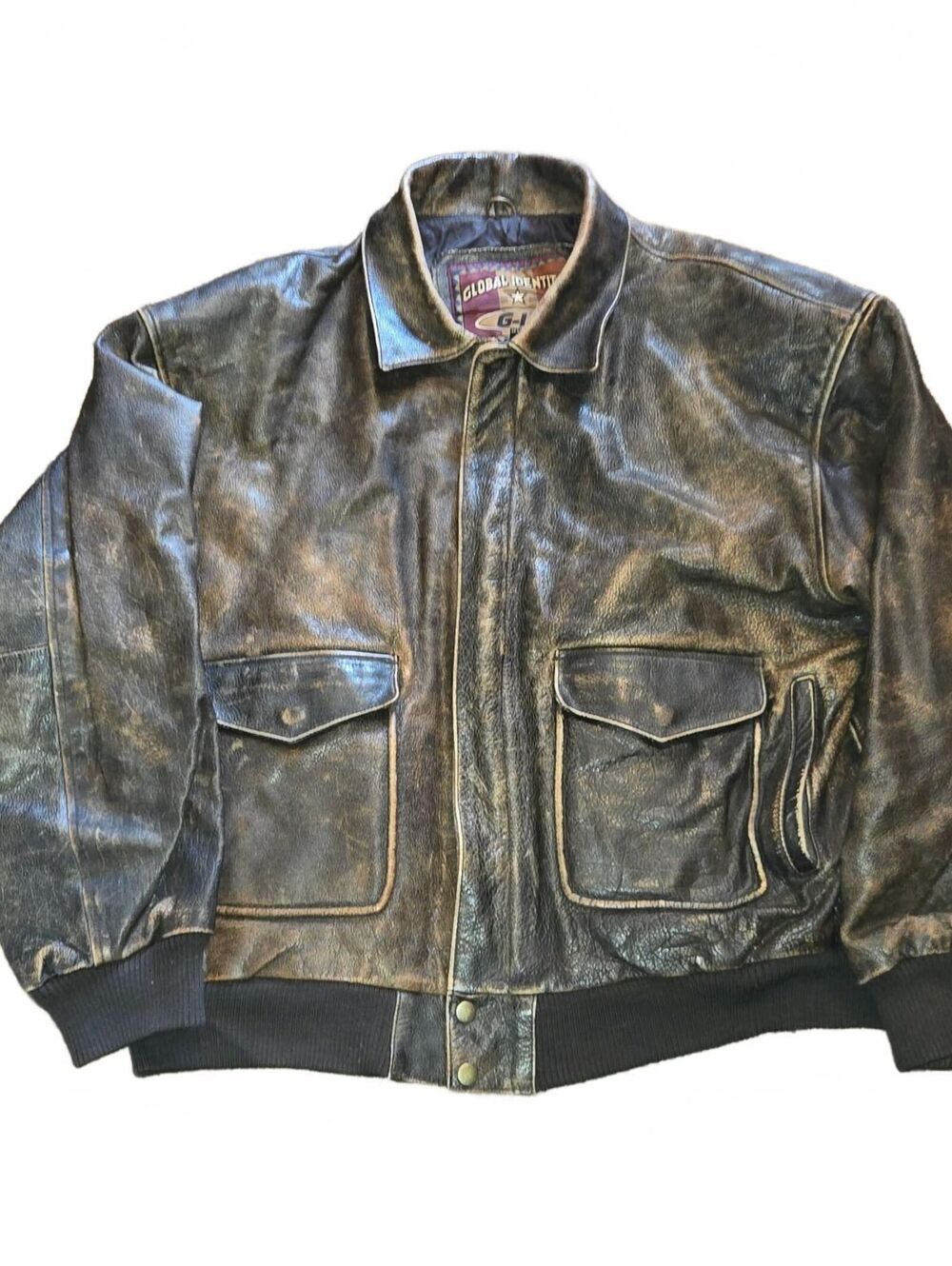 Vintage G3 G-III Leather Bomber Jacket Mens XL Brown 90s Y2K